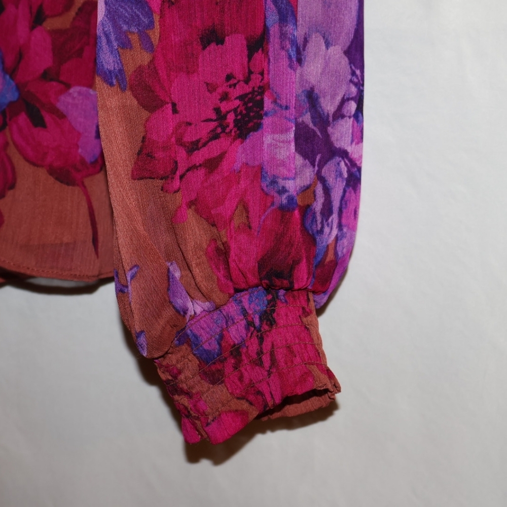 Sofia Vergara Ruched Waist Blouse with Long Sheer Sleeves. - Picture 8 of 11